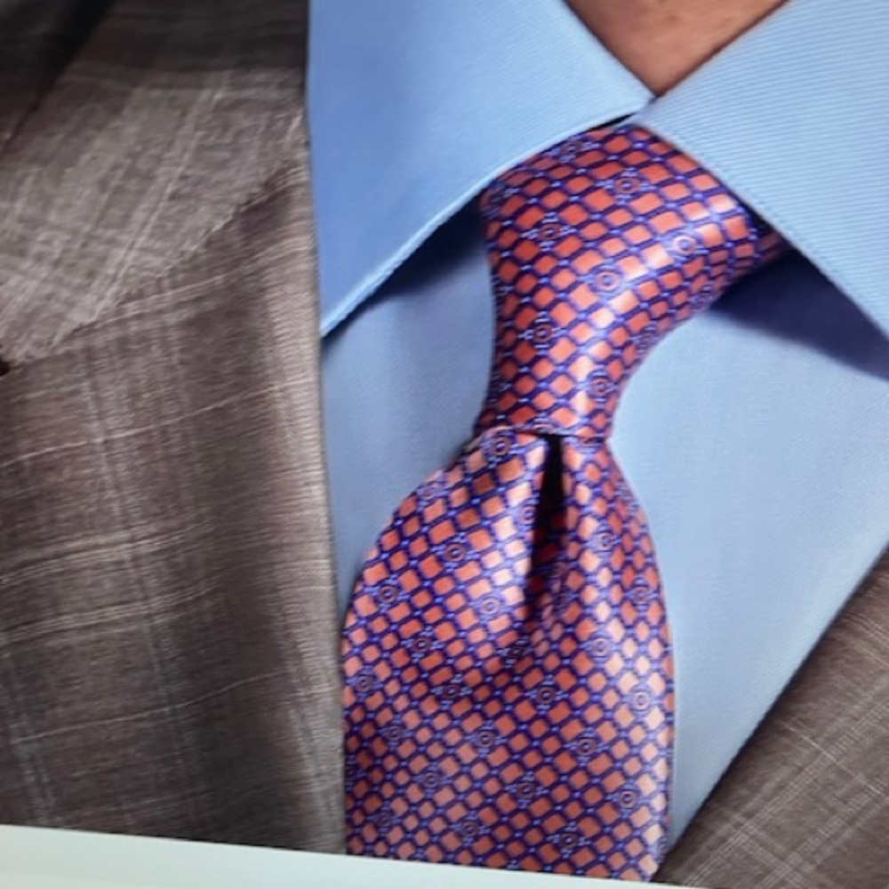 Stefano Ricci Red and Blue Geometric Silk Tie